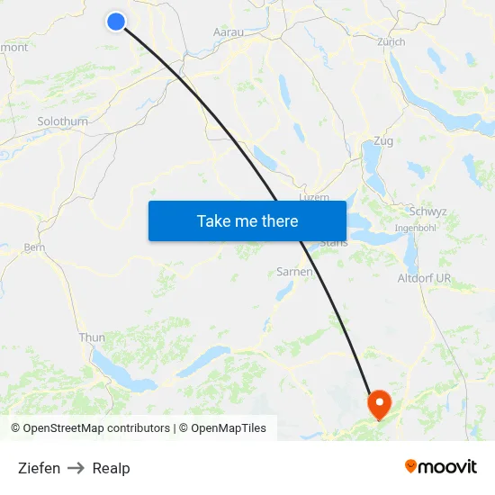 Ziefen to Realp map