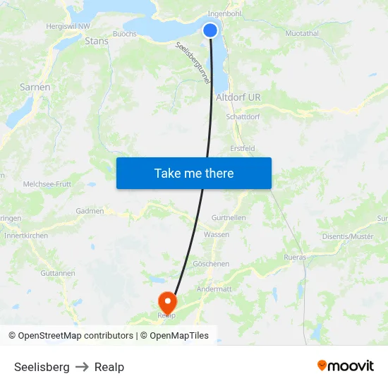 Seelisberg to Realp map
