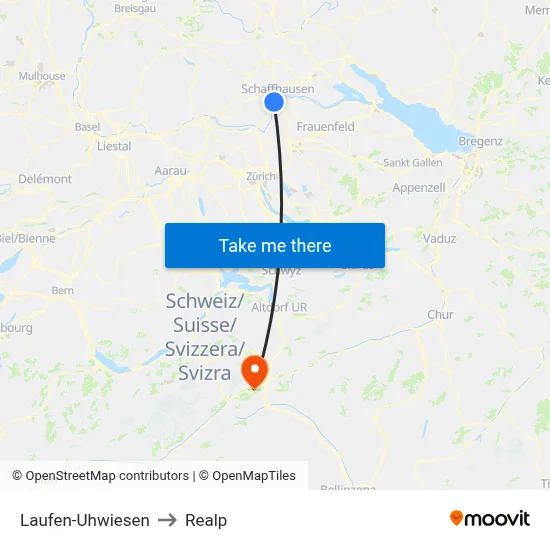 Laufen-Uhwiesen to Realp map