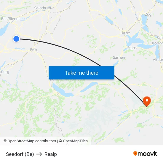 Seedorf (Be) to Realp map