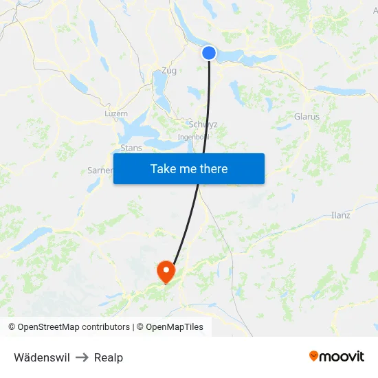 Wädenswil to Realp map