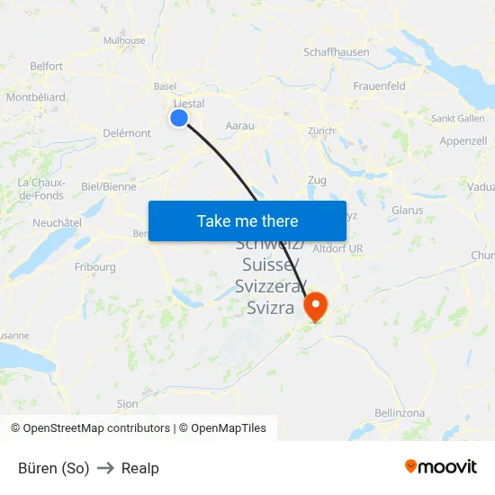 Büren (So) to Realp map