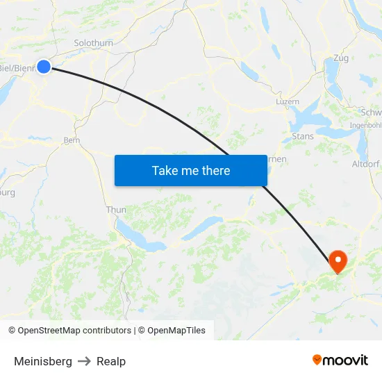 Meinisberg to Realp map