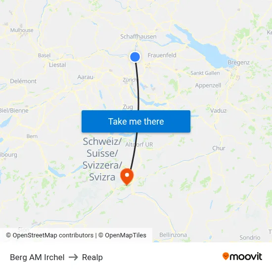 Berg AM Irchel to Realp map