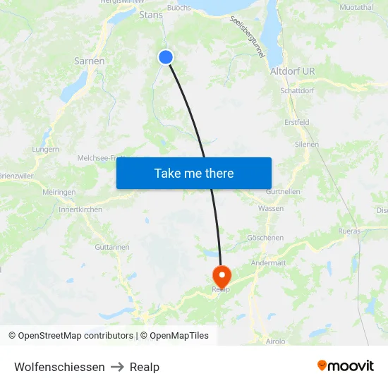 Wolfenschiessen to Realp map