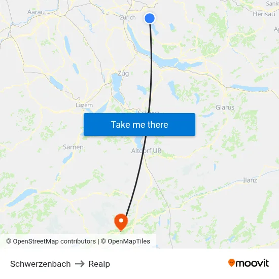 Schwerzenbach to Realp map