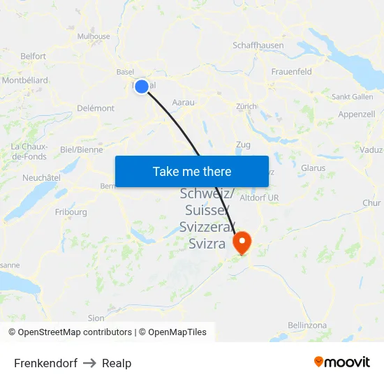 Frenkendorf to Realp map