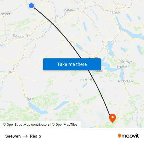 Seewen to Realp map
