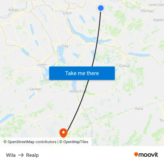 Wila to Realp map