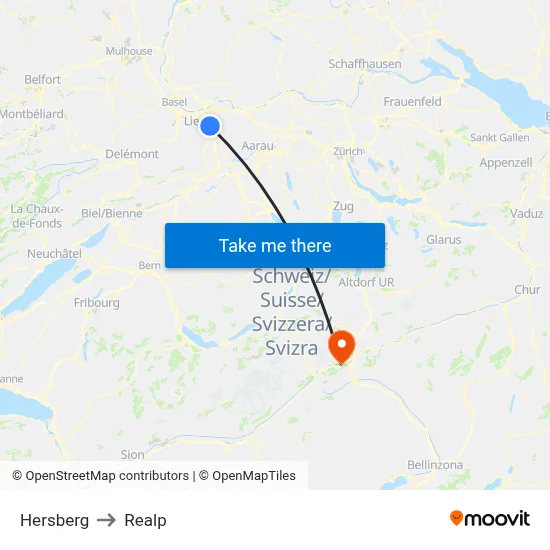 Hersberg to Realp map