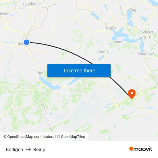Bolligen to Realp map