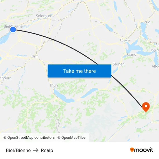 Biel/Bienne to Realp map