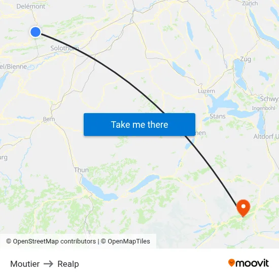 Moutier to Realp map