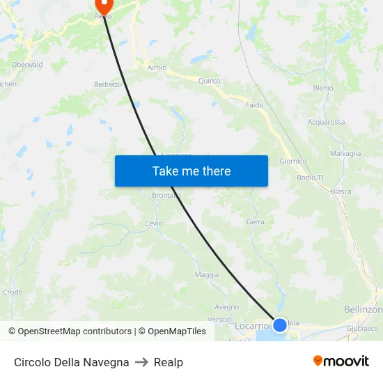 Circolo Della Navegna to Realp map