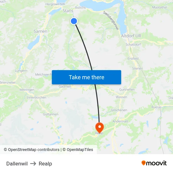 Dallenwil to Realp map