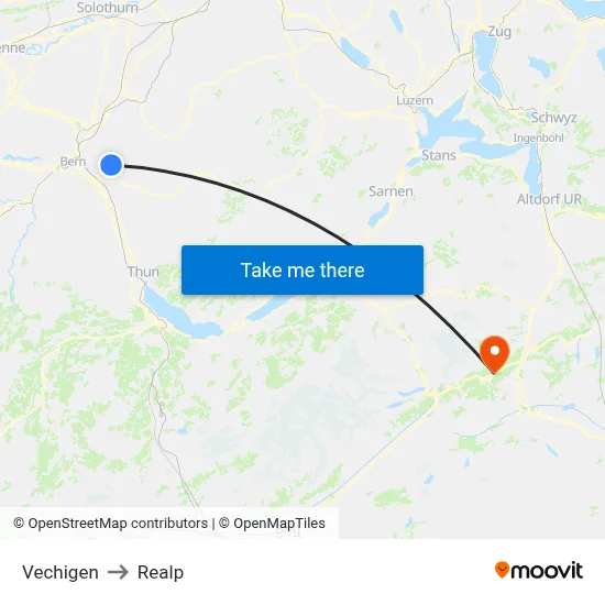 Vechigen to Realp map