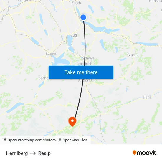 Herrliberg to Realp map