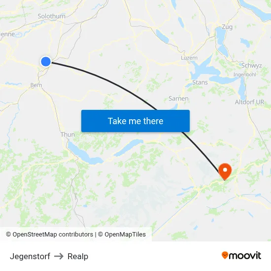 Jegenstorf to Realp map