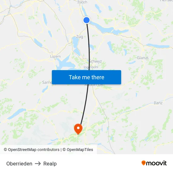 Oberrieden to Realp map