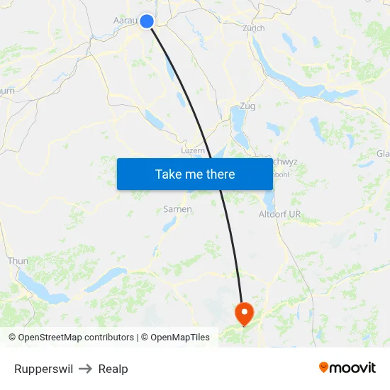 Rupperswil to Realp map