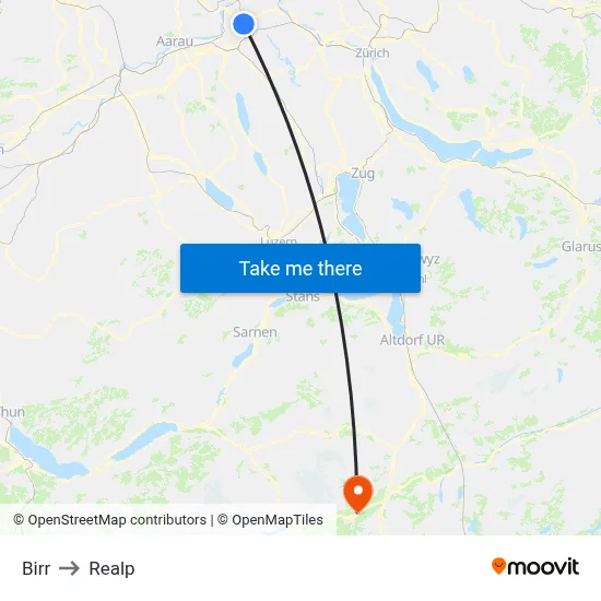Birr to Realp map