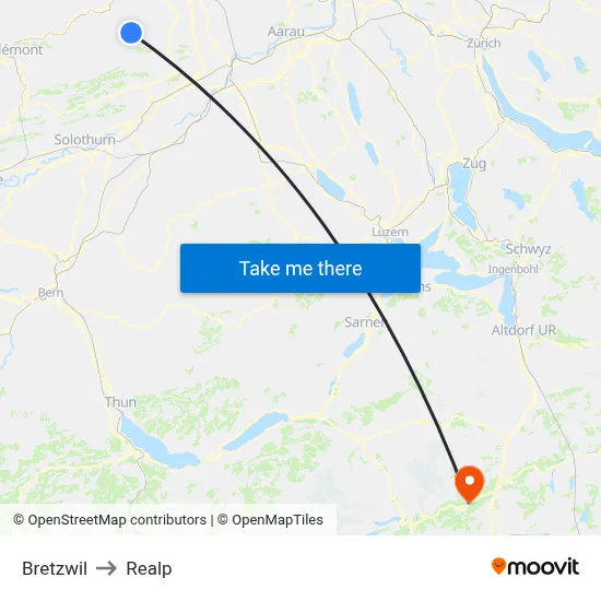Bretzwil to Realp map