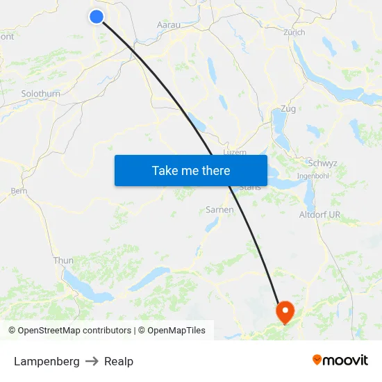 Lampenberg to Realp map