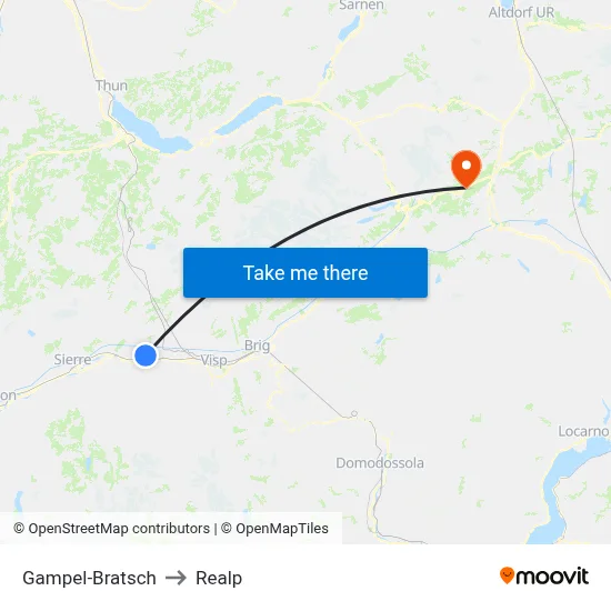 Gampel-Bratsch to Realp map