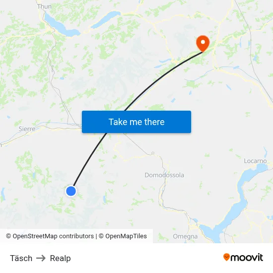 Täsch to Realp map