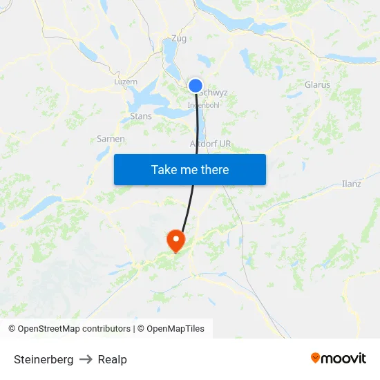 Steinerberg to Realp map
