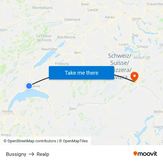 Bussigny to Realp map