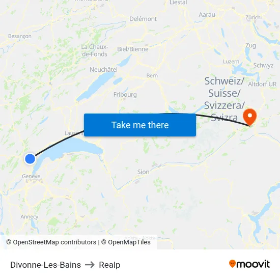 Divonne-Les-Bains to Realp map