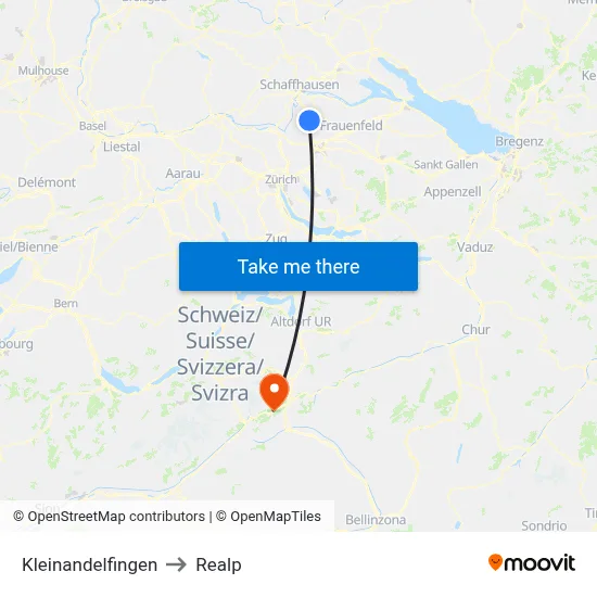 Kleinandelfingen to Realp map