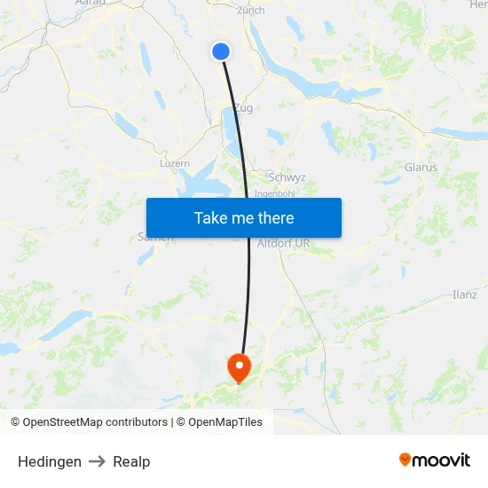 Hedingen to Realp map