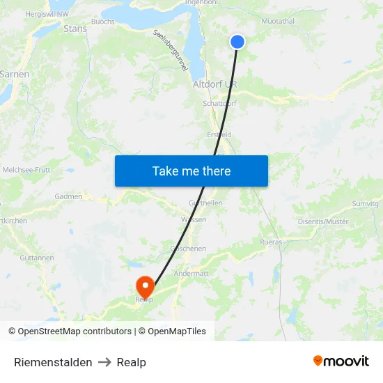 Riemenstalden to Realp map