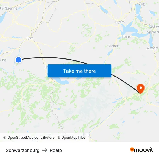 Schwarzenburg to Realp map
