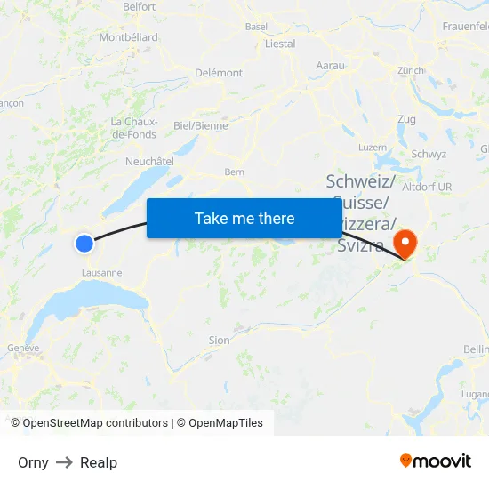 Orny to Realp map