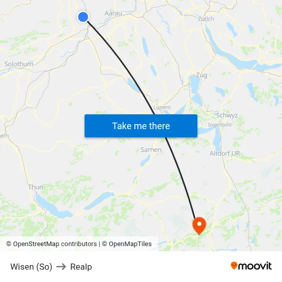 Wisen (So) to Realp map