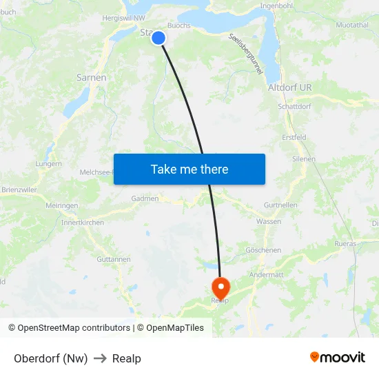 Oberdorf (Nw) to Realp map