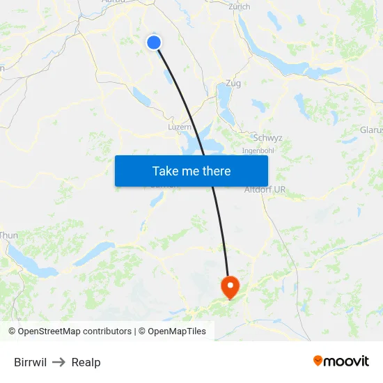 Birrwil to Realp map