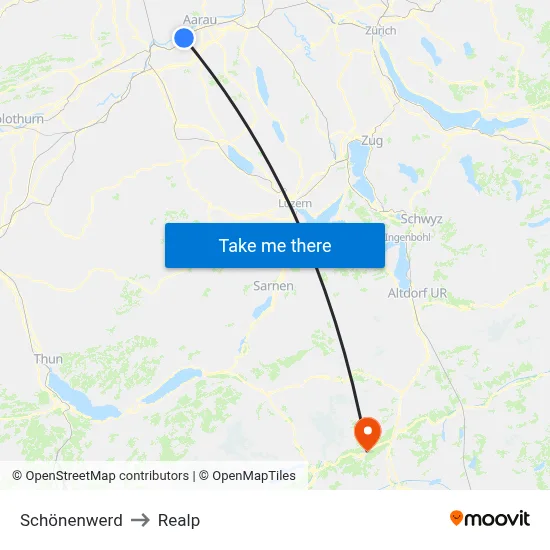 Schönenwerd to Realp map