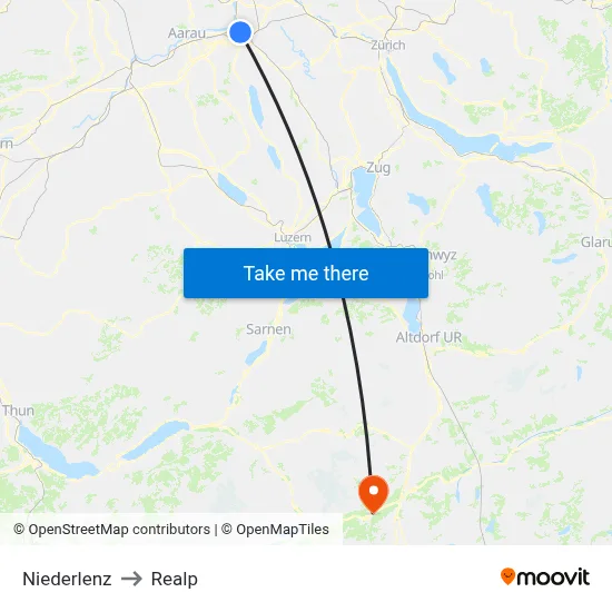 Niederlenz to Realp map