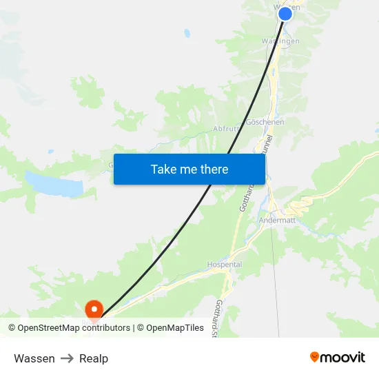 Wassen to Realp map