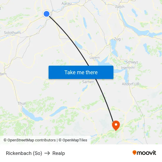 Rickenbach (So) to Realp map