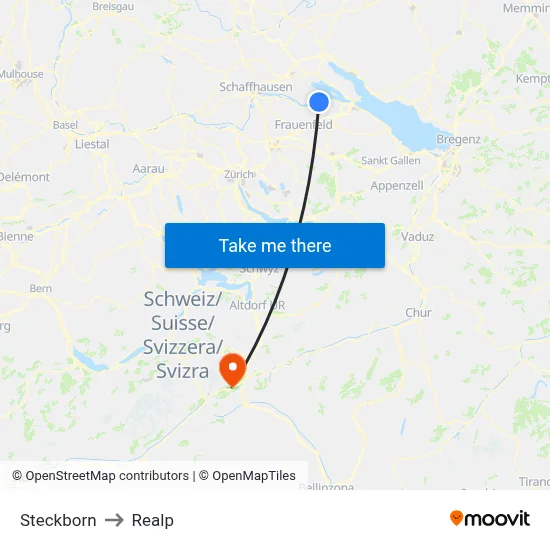 Steckborn to Realp map
