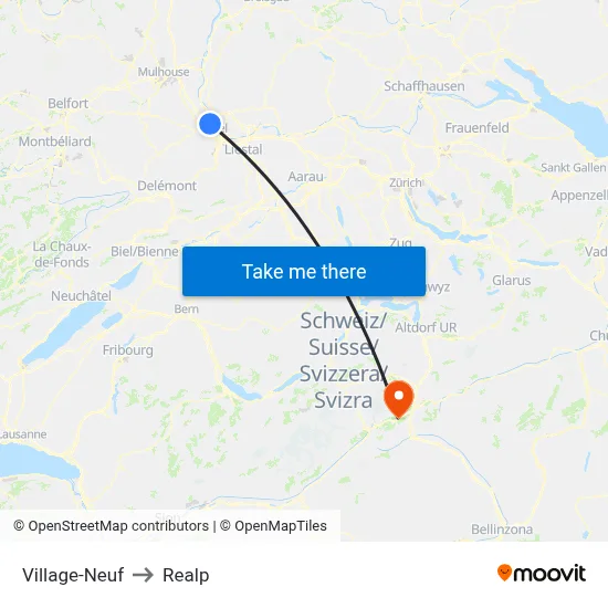 Village-Neuf to Realp map