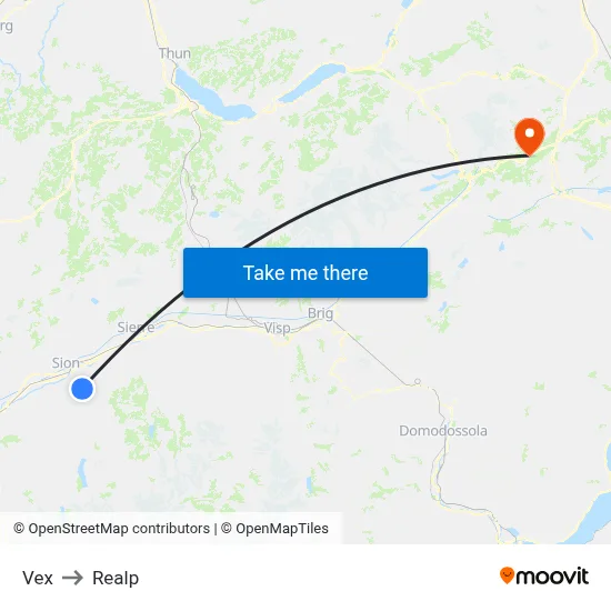 Vex to Realp map