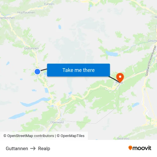 Guttannen to Realp map