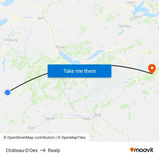 Château-D'Oex to Realp map