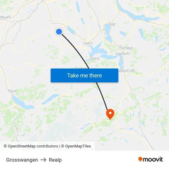 Grosswangen to Realp map